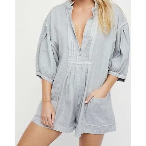 Free People Tomboy SlouchyRomper Jumpsuit, Blue, Size X-Small, #1484 - Picture 1 of 16